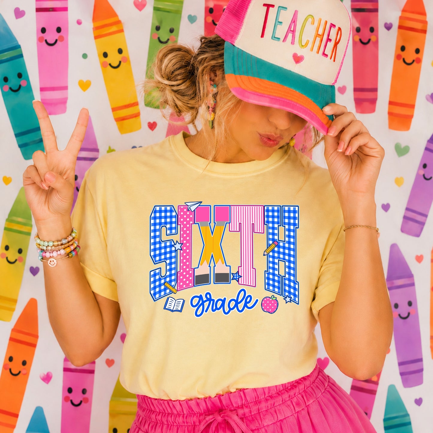 Gingham Pencil Grade Level - Sixth Grade