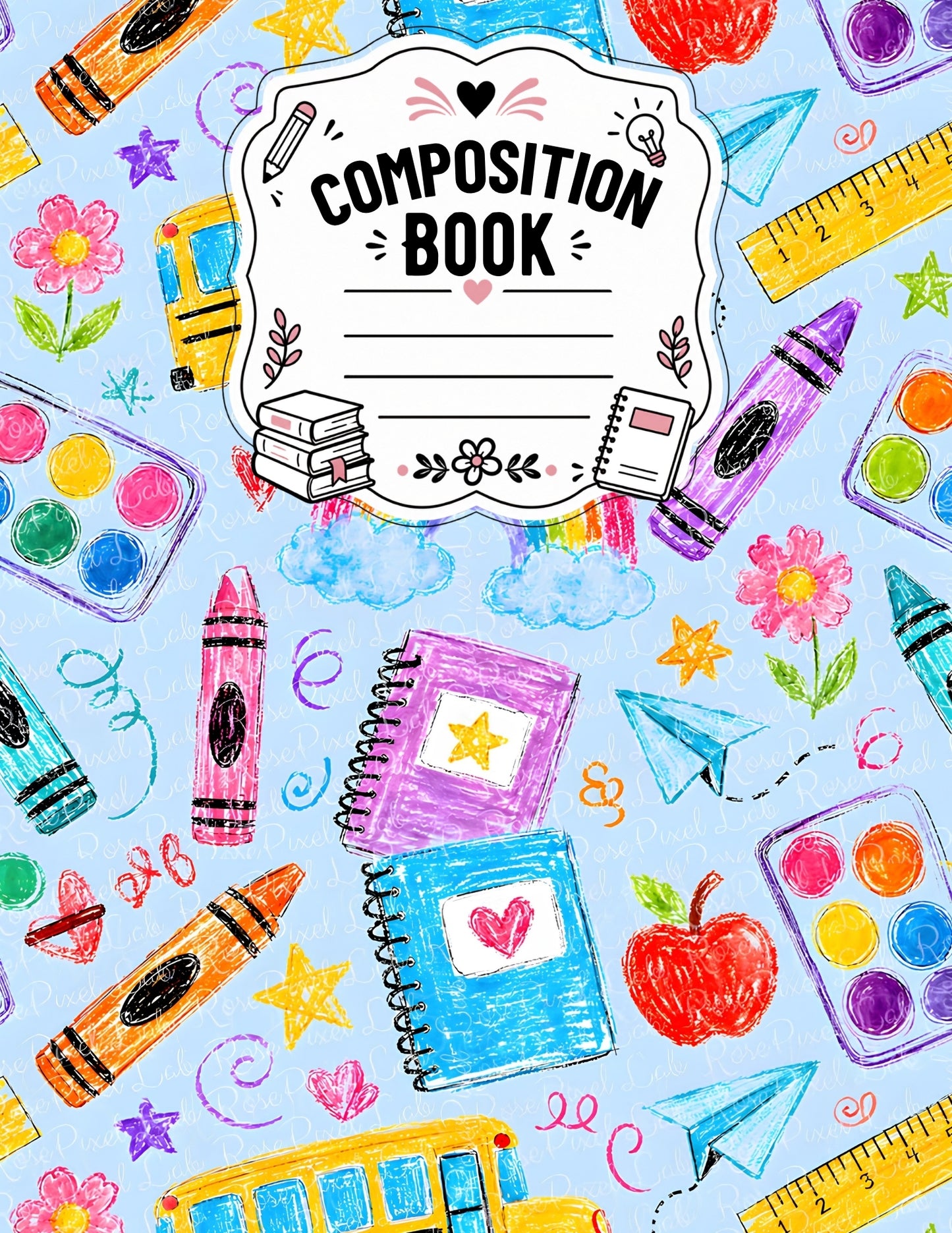School Supplies Notebook Cover