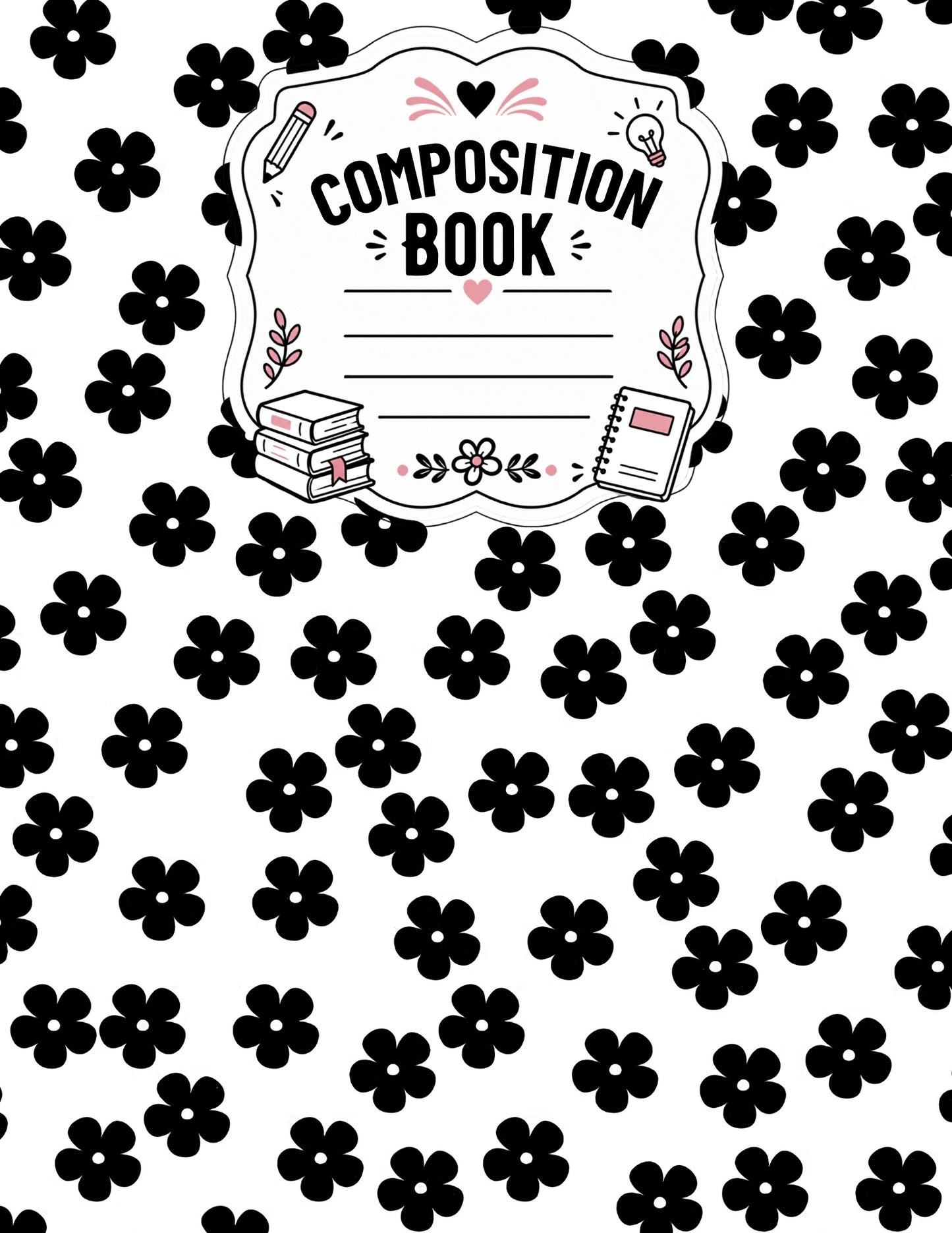 Black Flowers Notebook Cover