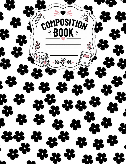 Black Flowers Notebook Cover