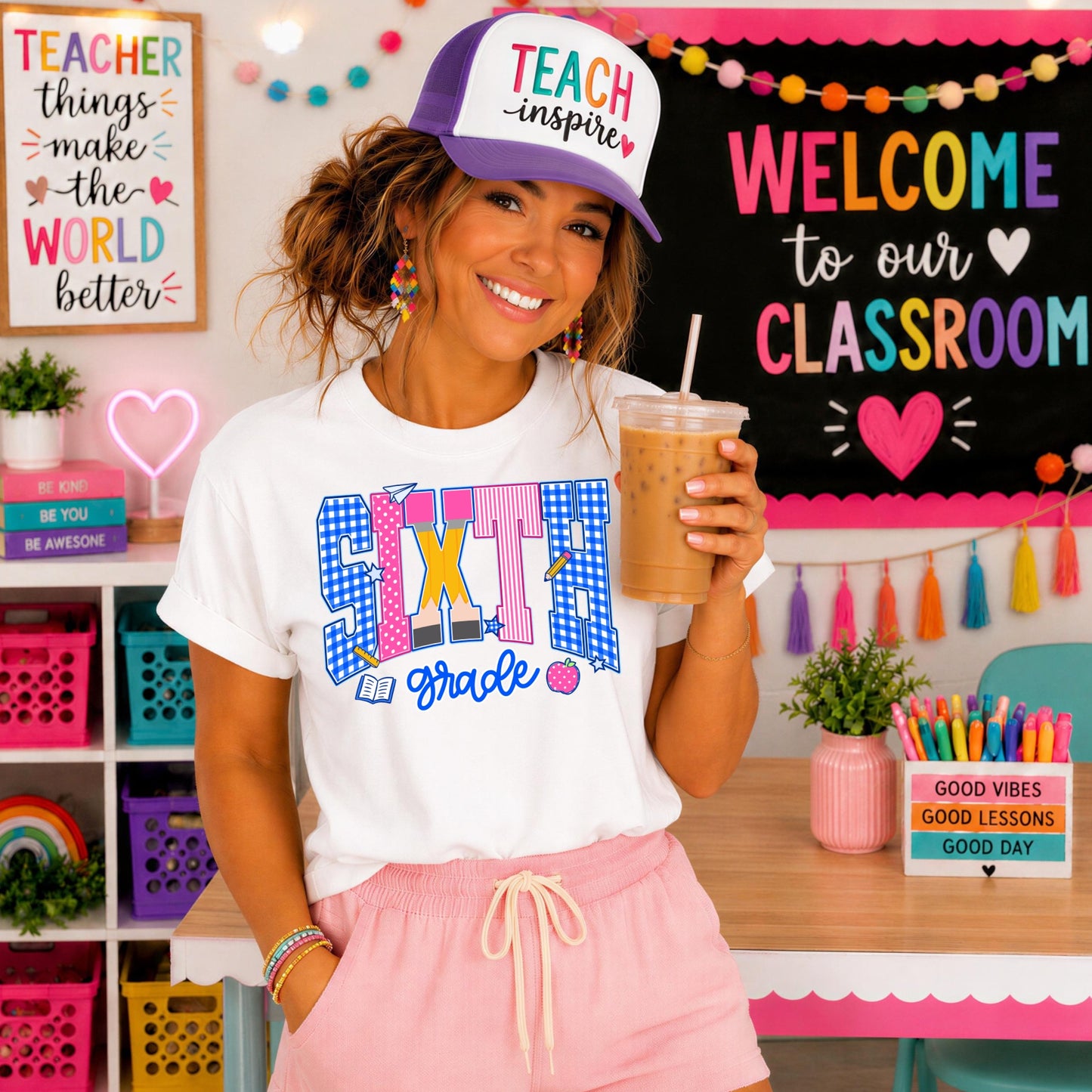 Gingham Pencil Grade Level - Sixth Grade