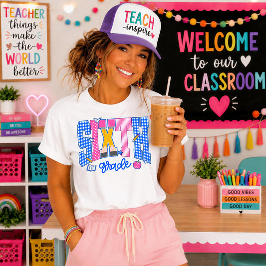 Gingham Pencil Grade Level - Sixth Grade