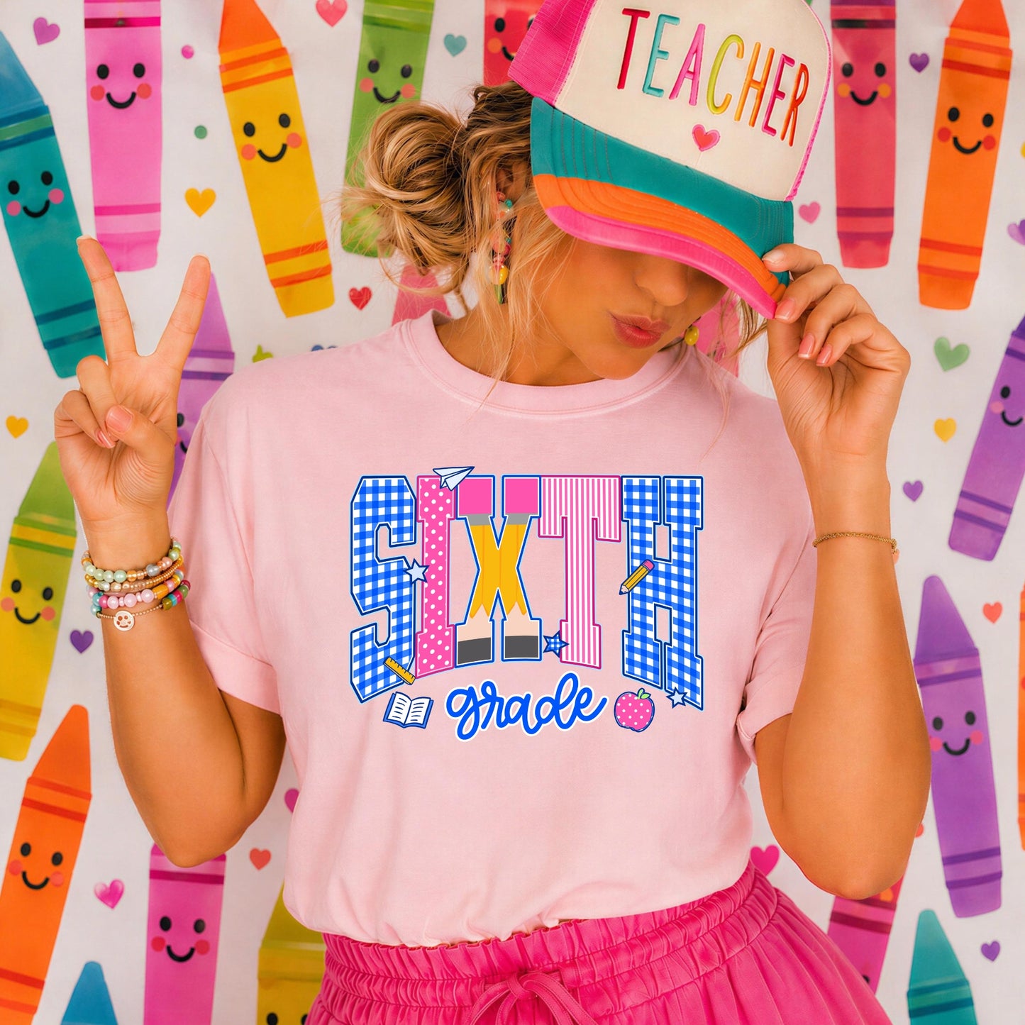 Gingham Pencil Grade Level - Sixth Grade